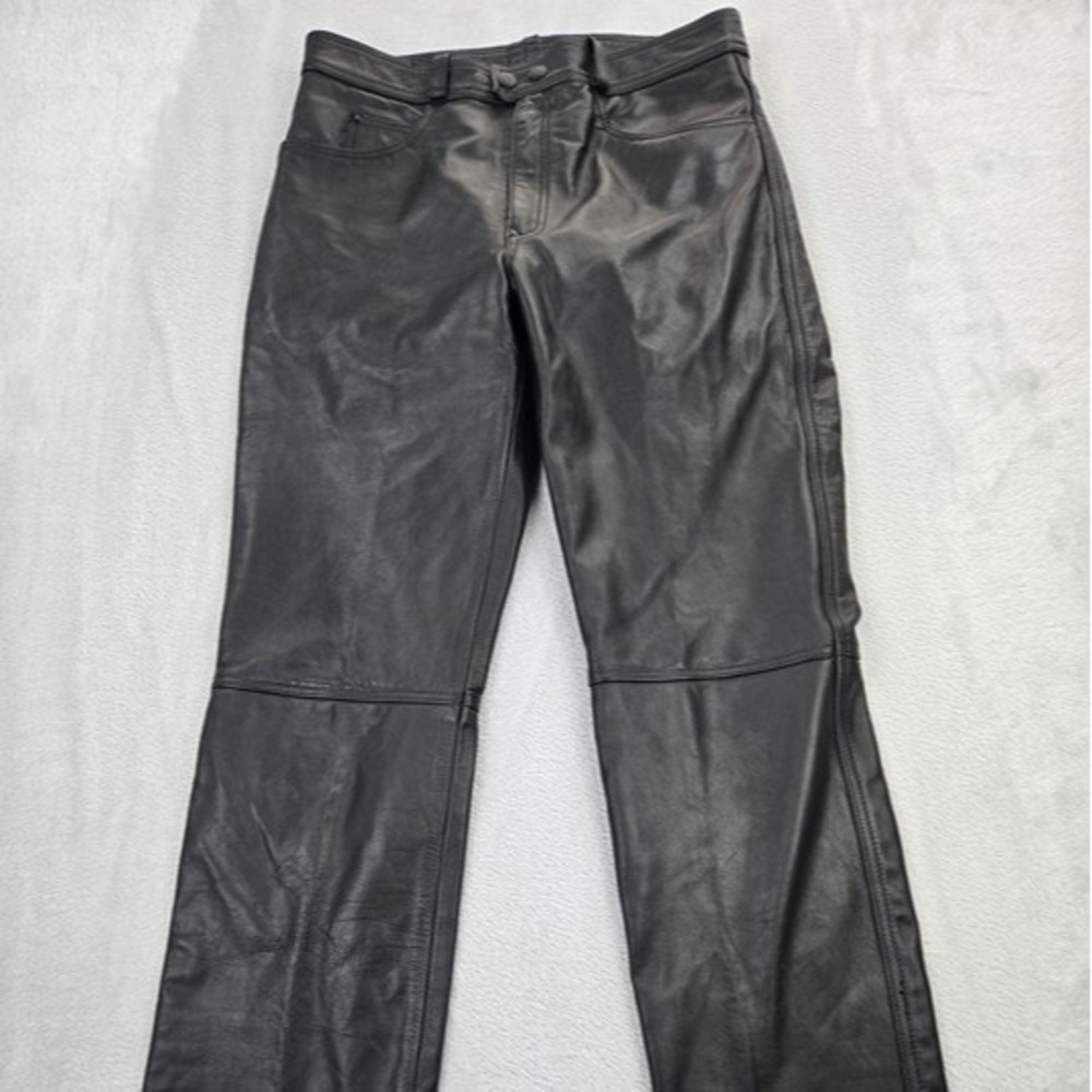 Z1R Black Leather Pants Mens Size 34 x 31 Motorcycle Riding Black Leather Pants